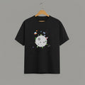 ALIEN-PLANET-Space-Scene-graphic-t-shirt-on-BLACK-unisex-100-cotton-crew-neck-vibrant-high-quality-whimsical-space-scene-fun-space-exploration-design-DTG-print-300-DPI-180-GSM-breathab