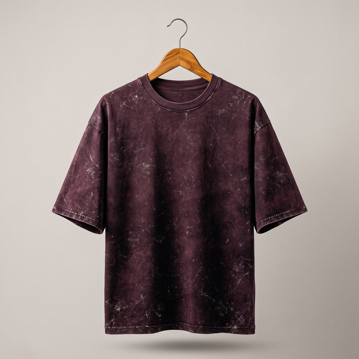 Acid Wash Oversized Tee – Maroon | Unisex