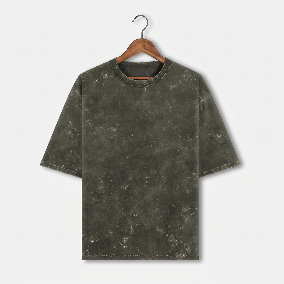 Acid Wash Oversized Tee – Olive Green | Unisex