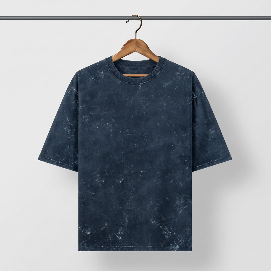 Acid Wash Oversized Tee – Navy Blue | Unisex