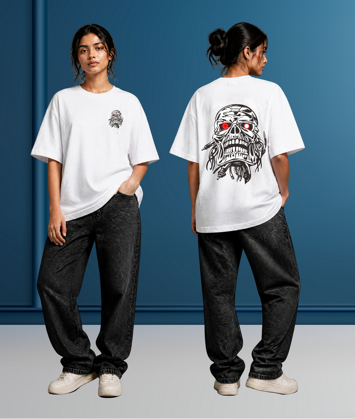 Mecha Skull Oversized Tee | Unisex