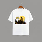 Owl City graphic t-shirt on White unisex 100% cotton crew neck, unique eye-catching artistic flair design, vibrant DTG print 300 DPI, 180 GSM breathable soft fabric