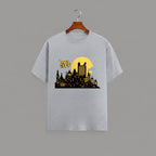 Owl City graphic t-shirt on Grey unisex 100% cotton crew neck, unique eye-catching artistic flair design, vibrant DTG print 300 DPI, 180 GSM breathable soft fabric