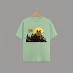 Owl City graphic t-shirt on JADE unisex 100% cotton crew neck, unique eye-catching artistic flair design, vibrant DTG print 300 DPI, 180 GSM breathable soft fabric