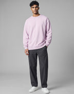 Baby Pink Oversized Sweatshirt on BABY PINK unisex premium soft-touch cotton blend crew neck, relaxed roomy fit warm embrace, dropped shoulder contemporary design, beautiful soft lavender hue, ribbed cuffs hem durable, classic crew neckline, oversized silhouette polished laid-back