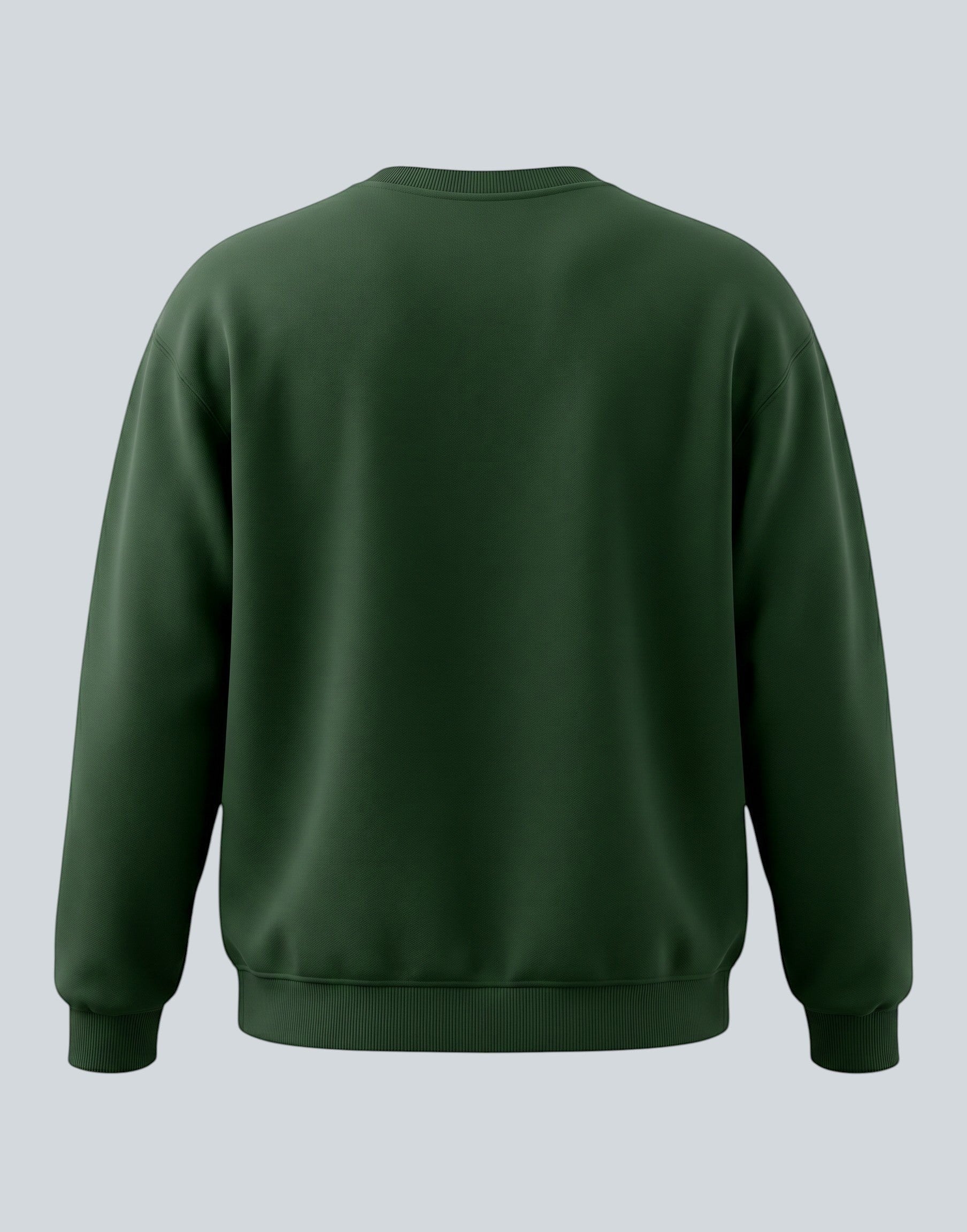 Forest Green Oversized Sweatshirt on FOREST GREEN unisex premium soft-touch fabric crew neck, relaxed roomy fit modern aesthetic, deep rich forest green hue sophisticated, ribbed cuffs hem durable, classic crew neck design, oversized silhouette minimalist look