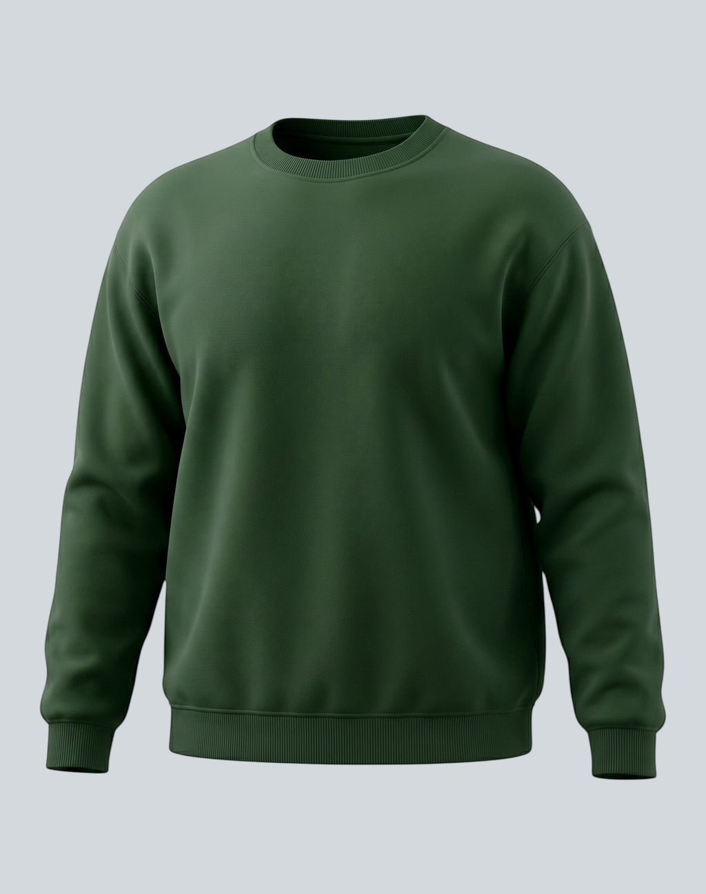 Forest Green Oversized Sweatshirt on FOREST GREEN unisex premium soft-touch fabric crew neck, relaxed roomy fit modern aesthetic, deep rich forest green hue sophisticated, ribbed cuffs hem durable, classic crew neck design, oversized silhouette minimalist look