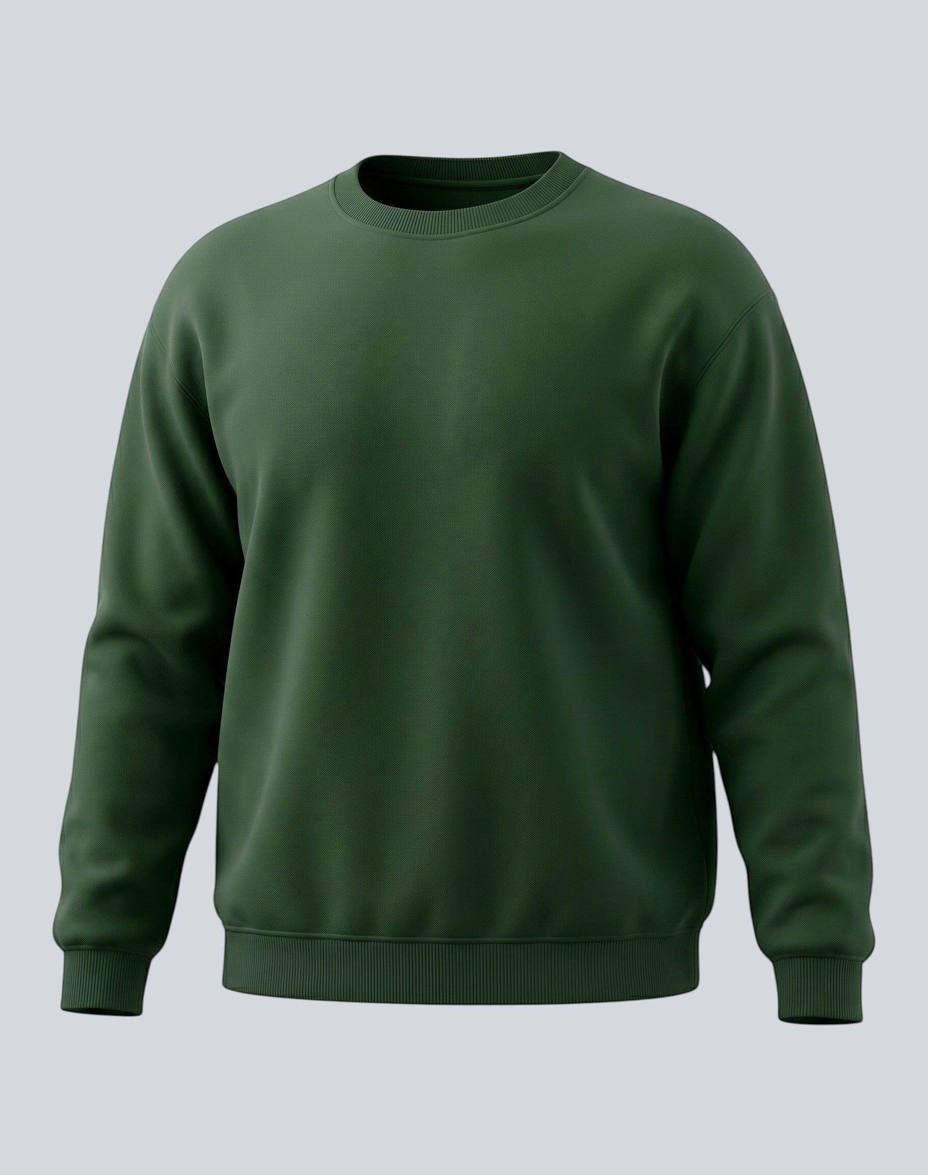 Forest Green Oversized Sweatshirt on FOREST GREEN unisex premium soft-touch fabric crew neck, relaxed roomy fit modern aesthetic, deep rich forest green hue sophisticated, ribbed cuffs hem durable, classic crew neck design, oversized silhouette minimalist look