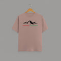 Inspire Elevate Mountain graphic t-shirt on MUSHROOM BROWN unisex 100% cotton crew neck, striking mountain graphic with INSPIRE / ELEVATE empowering message, motivational goals design, DTG print 300 DPI, 180 GSM breathable soft fabric