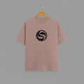 Koi Fish Yin-Yang graphic t-shirt on MUSHROOM BROWN unisex 100% cotton crew neck, unique eye-catching koi fish yin-yang graphic on chest, zen-inspired style design, DTG print 300 DPI, 180 GSM breathable soft fabric