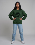 Koi Fish Yin-Yang Oversized Sweatshirt on FOREST GREEN unisex premium soft-touch fabric, relaxed oversized fit contemporary look, striking koi fish yin-yang graphic unique symbolic touch, ribbed cuffs hem secure fit, structured modern silhouette, bold eye-catching koi fish graphic, versatile unisex design complements wardrobe, relaxed fit without compromising aesthetic