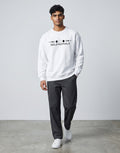 Lunar-Inspired Graphic Oversized Sweatshirt on WHITE unisex premium soft-touch fabric blend, relaxed oversized fit modern silhouette, unique lunar-inspired graphic chest celebrating love moon, ribbed crew neckline cuffs hem structured, clean minimalist aesthetic, contemporary look, unisex timeless inclusive style, premium durable fabric soft skin