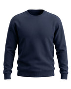 Navy Oversized Sweatshirt on NAVY unisex premium soft-touch cotton blend crew neck, relaxed roomy fit heritage-inspired character, subtle V-stitch detailing collar, durable ribbed crew neckline cuffs hem, classic navy hue timeless aesthetic, oversized silhouette gender-neutral