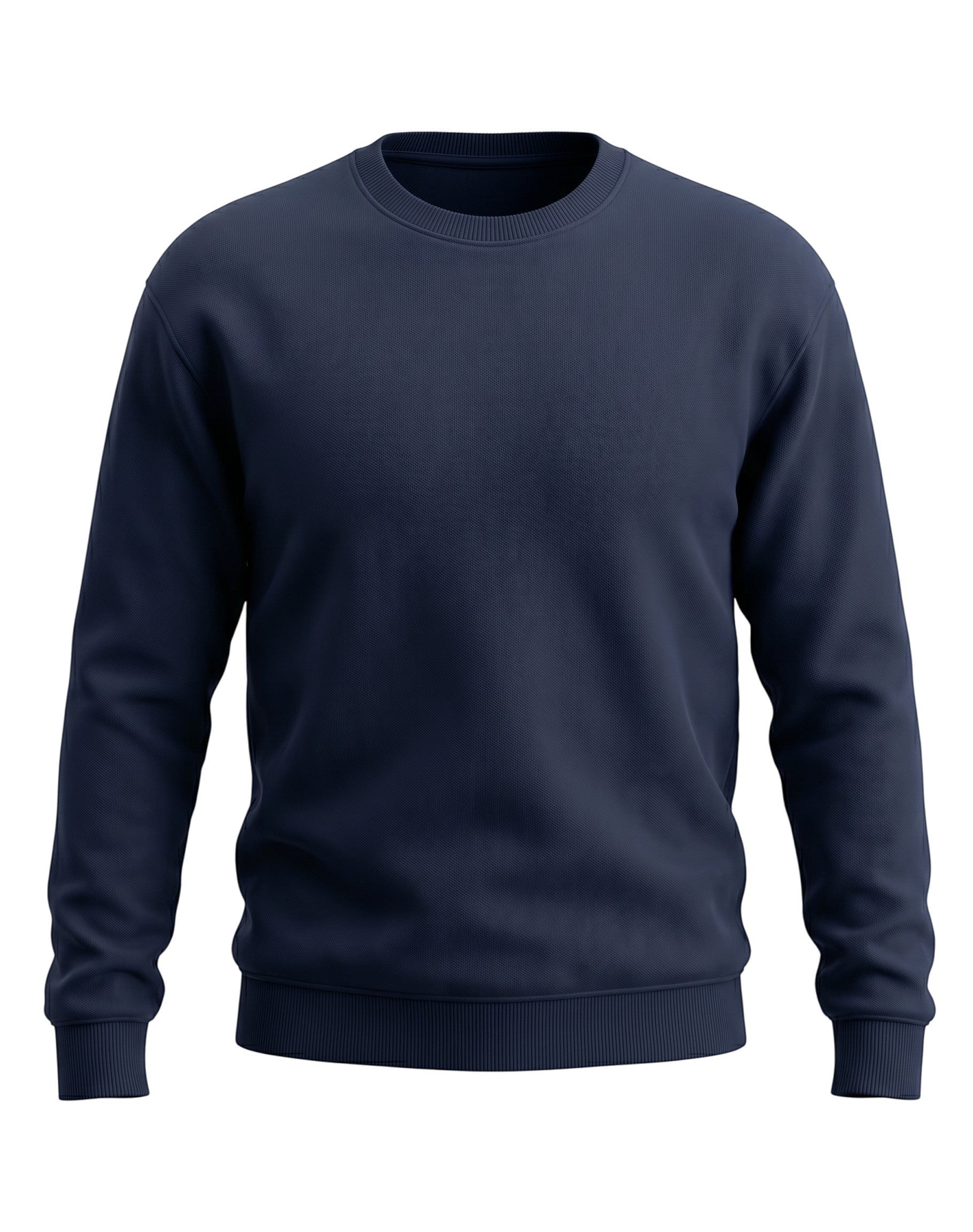 Navy Oversized Sweatshirt on NAVY unisex premium soft-touch cotton blend crew neck, relaxed roomy fit heritage-inspired character, subtle V-stitch detailing collar, durable ribbed crew neckline cuffs hem, classic navy hue timeless aesthetic, oversized silhouette gender-neutral