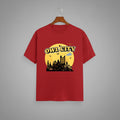 Owl City graphic t-shirt on RED unisex 100% cotton crew neck, unique eye-catching design, vibrant DTG print 300 DPI, 180 GSM breathable soft fabric