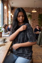 Acid Wash Oversized Tee – Black | Unisex