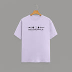 Selenophile Moon Phase T-Shirt on LAVENDER unisex classic crew, relaxed comfortable fit everyday wear, minimalist moon phase graphic Selenophile word chest celestial passion, durable crew neckline classic look, soft breathable fabric all-day comfort, high-quality fade-resistant graphic print, unisex design flattering fit all body types, lightweight breathable material year-round