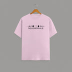 Selenophile Moon Phase T-Shirt on BABY PINK unisex classic crew, relaxed comfortable fit everyday wear, minimalist moon phase graphic Selenophile word chest celestial passion, durable crew neckline classic look, soft breathable fabric all-day comfort, high-quality fade-resistant graphic print, unisex design flattering fit all body types, lightweight breathable material year-round