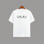 Selenophile Moon Phase T-Shirt on WHITE unisex classic crew, relaxed comfortable fit everyday wear, minimalist moon phase graphic Selenophile word chest celestial passion, durable crew neckline classic look, soft breathable fabric all-day comfort, high-quality fade-resistant graphic print, unisex design flattering fit all body types, lightweight breathable material year-round