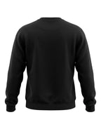 Back view of a Tribe Neo 91 black oversized unisex sweatshirt in thick cotton-polyester blend with ribbed cuffs.