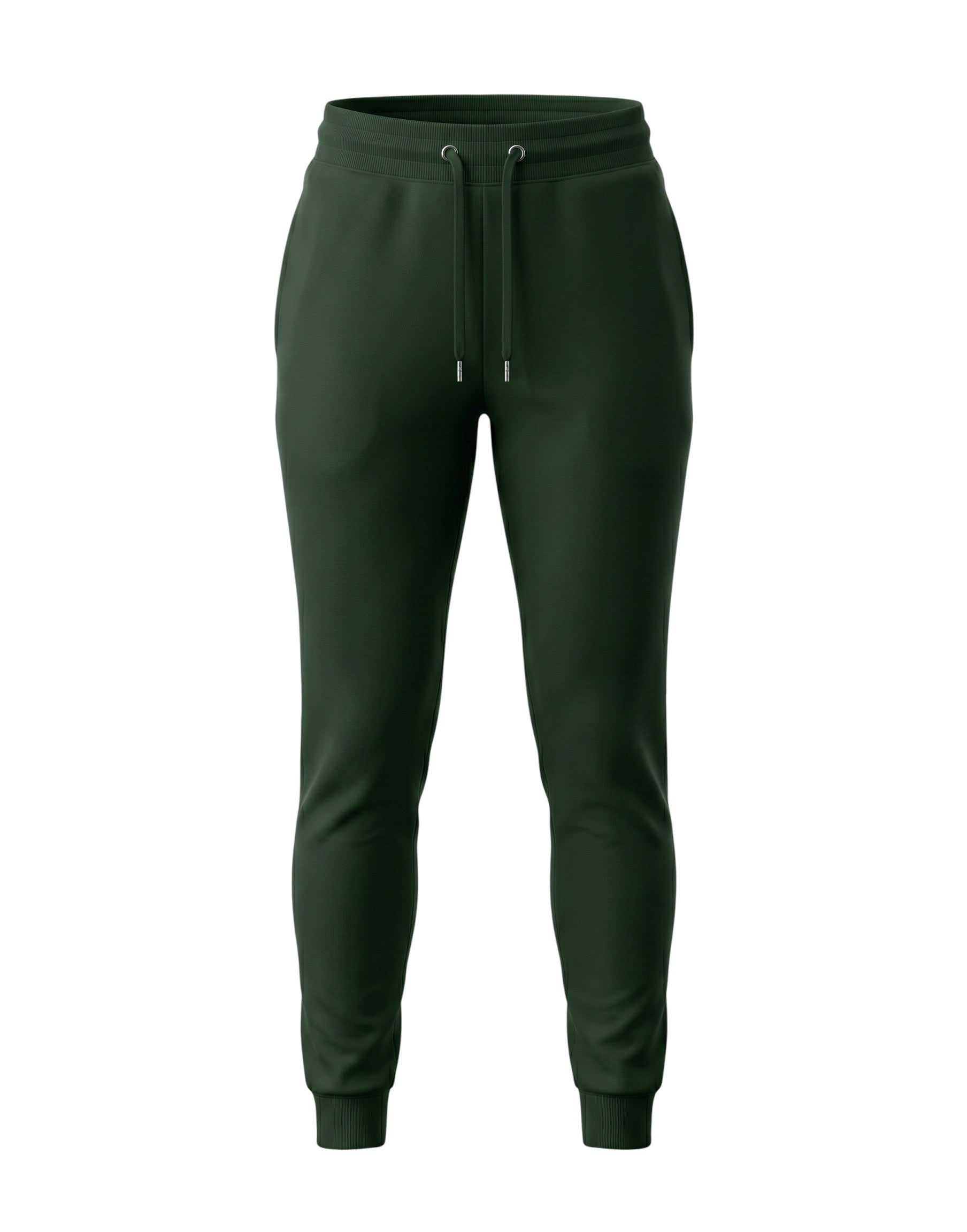 Tribe Neo 91 bottle green unisex everyday joggers in cotton fleece with a ribbed waistband and tapered leg cuffs.