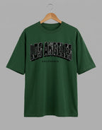 Tribe Neo 91 forest green heavyweight cotton oversized t-shirt with distressed Los Angeles California graphic print