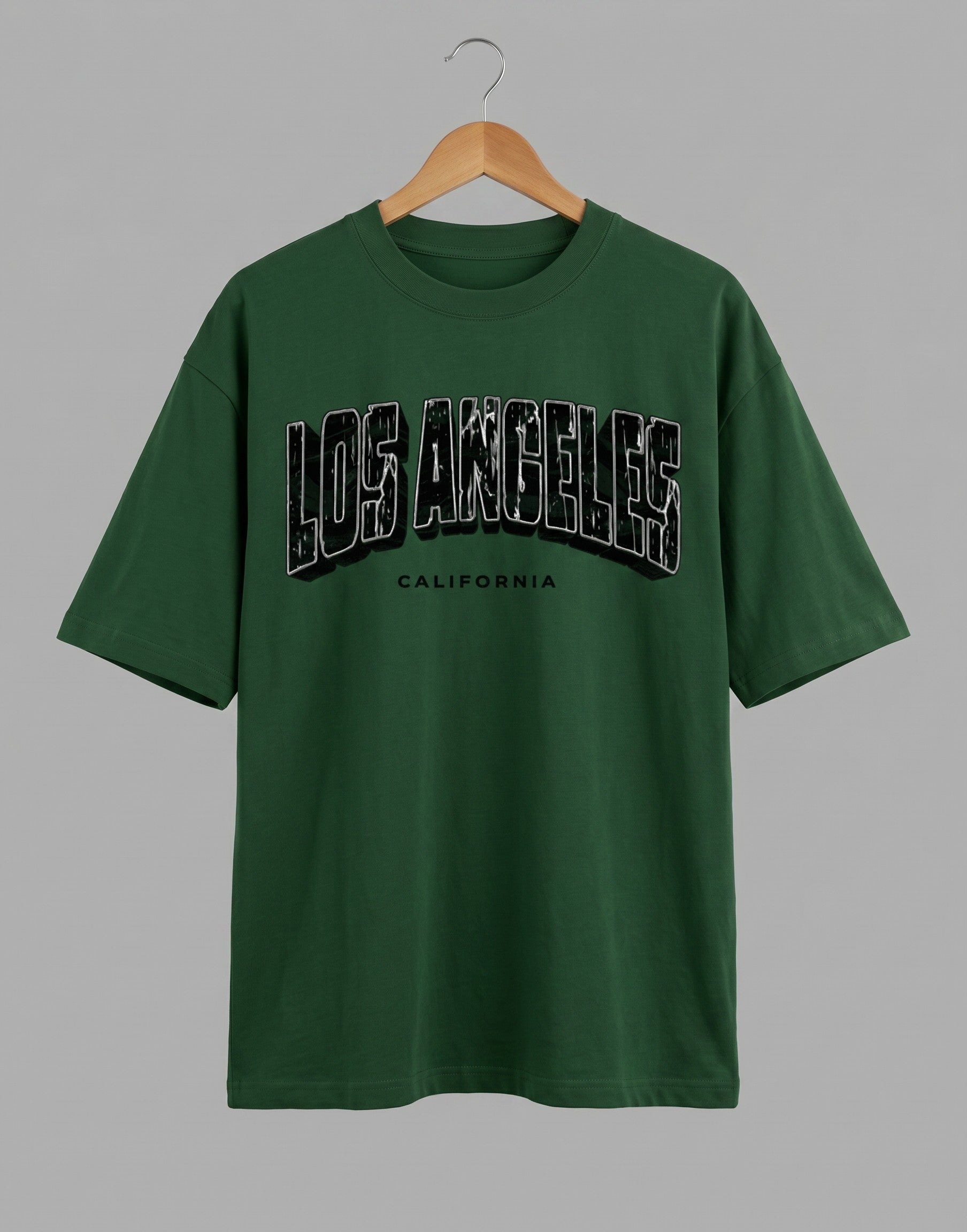 Tribe Neo 91 forest green heavyweight cotton oversized t-shirt with distressed Los Angeles California graphic print