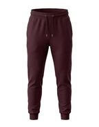 Tribe Neo 91 maroon unisex everyday joggers in soft cotton fleece with a drawstring waist and ribbed cuffs.