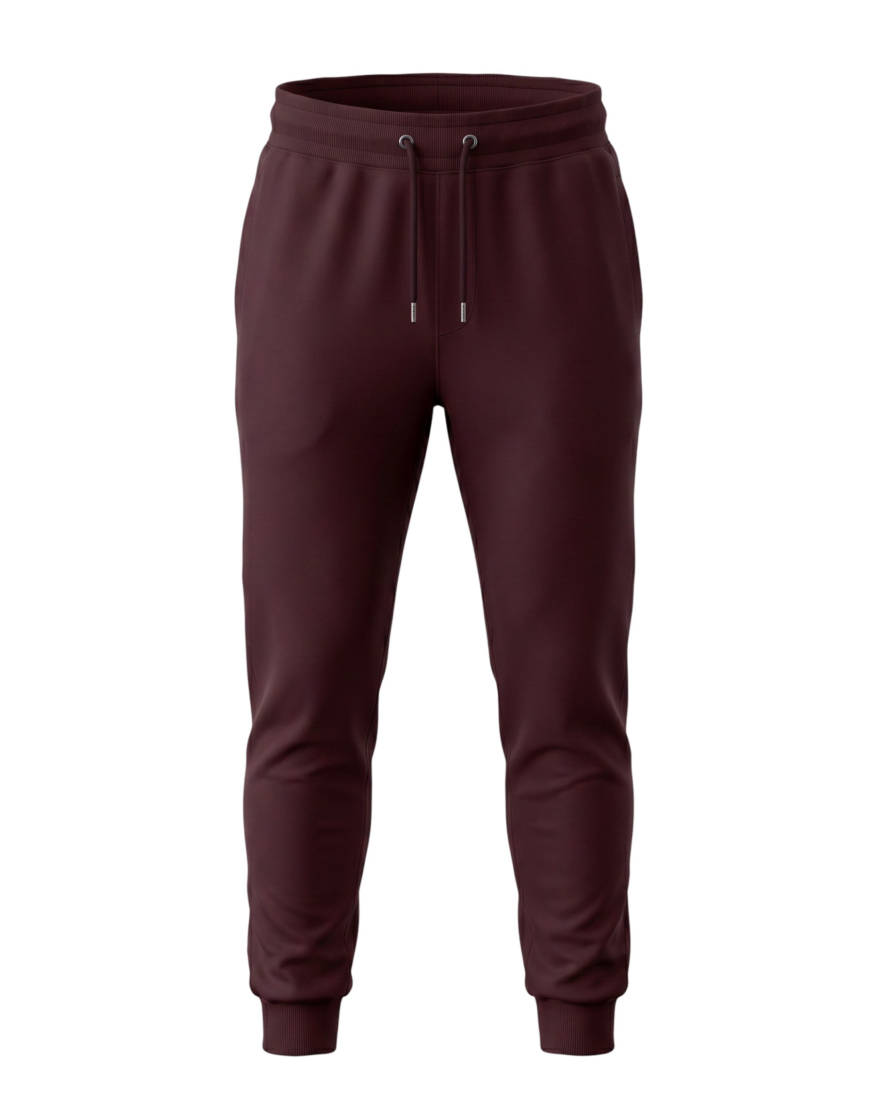 Tribe Neo 91 maroon unisex everyday joggers in soft cotton fleece with a drawstring waist and ribbed cuffs.