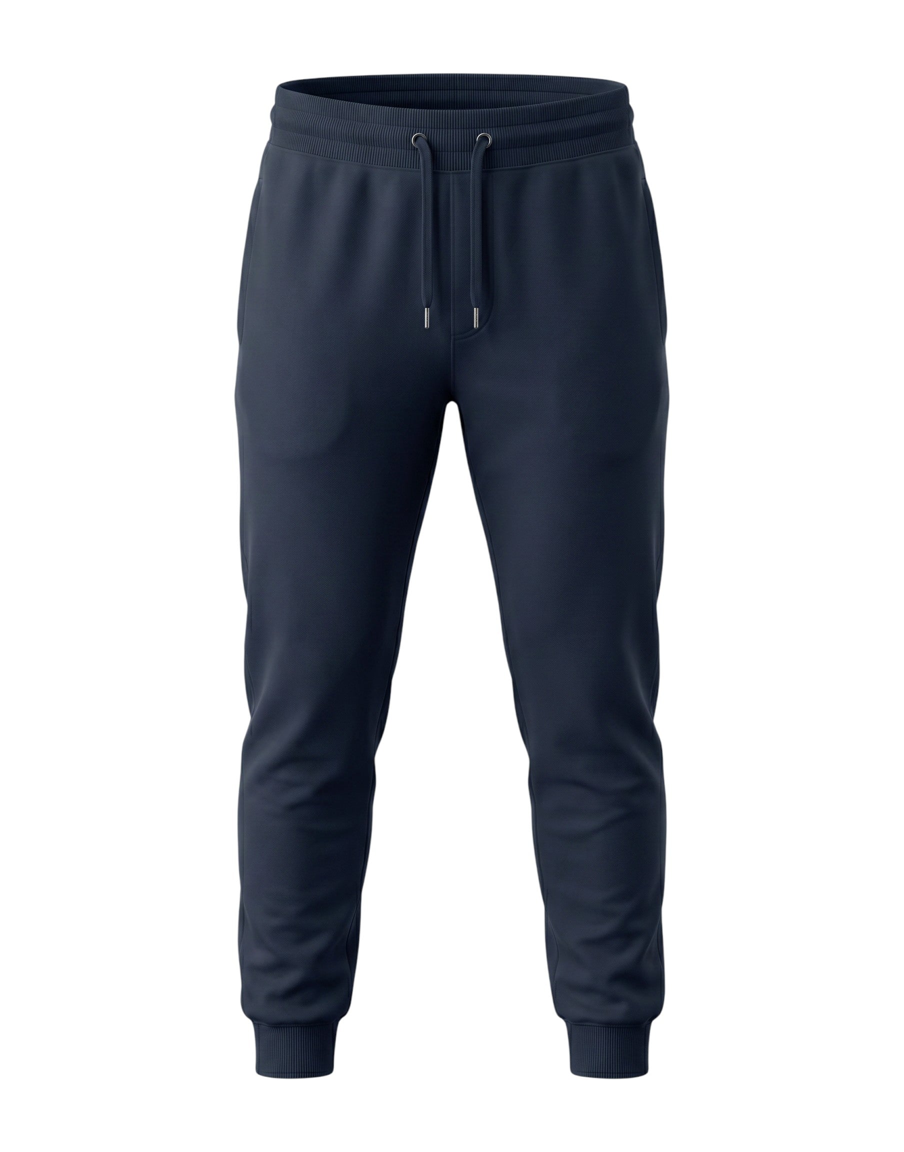 Tribe Neo 91 navy blue unisex everyday joggers in soft cotton fleece with a drawstring waist and ribbed cuffs.