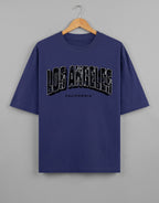 Tribe Neo 91 navy blue heavyweight cotton oversized t-shirt with distressed Los Angeles California graphic print