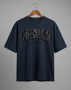 Tribe Neo 91 navy blue heavyweight cotton oversized t-shirt with distressed Los Angeles collegiate graphic print