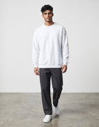 White Oversized Sweatshirt on WHITE unisex soft high-quality cotton blend crew neck, relaxed roomy fit contemporary silhouette, clean minimalist white design wardrobe staple, ribbed cuffs hem secure structured, classic crew neckline, oversized fit modern look, gender-neutral versatile design, durable ribbed crew neck