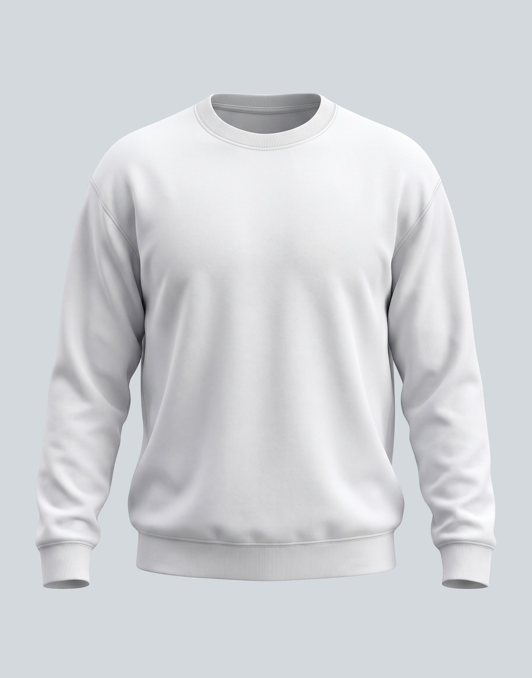 White Oversized Sweatshirt on WHITE unisex soft high-quality cotton blend crew neck, relaxed roomy fit contemporary silhouette, clean minimalist white design wardrobe staple, ribbed cuffs hem secure structured, classic crew neckline, oversized fit modern look, gender-neutral versatile design, durable ribbed crew neck